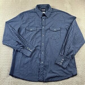 Vintage Wrangler Pearl Snap Western Shirt Mens XL Blue Western work  Grunge 90's